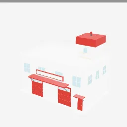 Fire Station low-poly 3D model (8,512 tris)