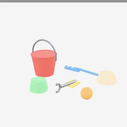 Sand Bucket Set low-poly 3D model (2,500 tris)
