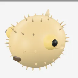 Pufferfish low-poly 3D model (12,028 tris)