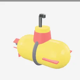 Toy Submarine low-poly 3D model (3,888 tris)