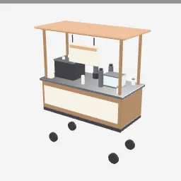 Coffee Cart low-poly 3D model (5,876 tris)