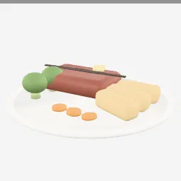 Steak Dinner low-poly 3D model (8,464 tris)