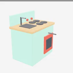 Toy Kitchen Mini low-poly 3D model (1,604 tris)