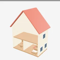 Dollhouse low-poly 3D model (3,588 tris)
