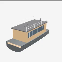 Houseboat low-poly 3D model (3,754 tris)