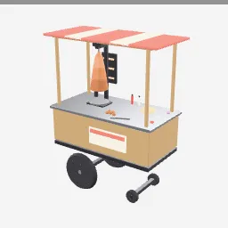 Kebab Cart low-poly 3D model (8,284 tris)