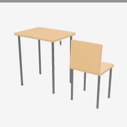 Desk Chair Set low-poly 3D model (1,460 tris)
