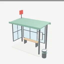 Bus Stop low-poly 3D model (2,996 tris)