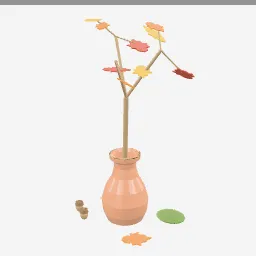 Maple Branch Vase low-poly 3D model (4,616 tris)