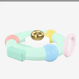 Baby Rattle low-poly 3D model (3,432 tris)