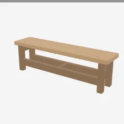 Tavern Bench low-poly 3D model (1,384 tris)