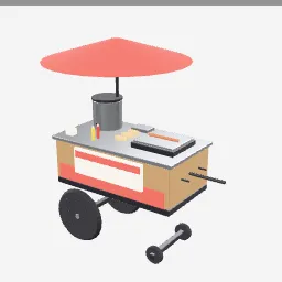 Hotdog Cart low-poly 3D model (5,332 tris)