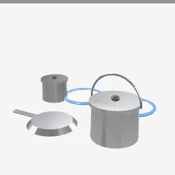 Cooking Pot Set low-poly 3D model (3,184 tris)