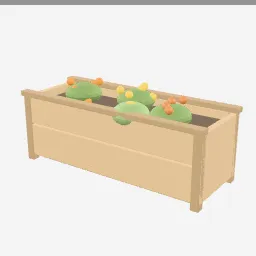 Wooden Flower Box low-poly 3D model (15,592 tris)
