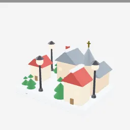 Christmas Village House low-poly 3D model (5,766 tris)