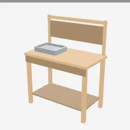 Potting Bench low-poly 3D model (1,376 tris)