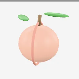 Peach low-poly 3D model (2,400 tris)