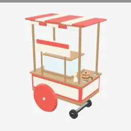 Popcorn Cart low-poly 3D model (8,276 tris)