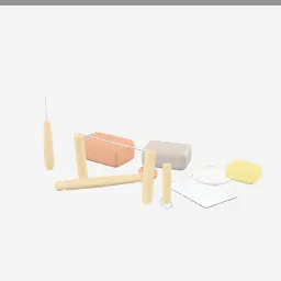 Sculpting Clay Set low-poly 3D model (3,172 tris)
