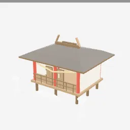 Shinto Shrine low-poly 3D model (5,596 tris)
