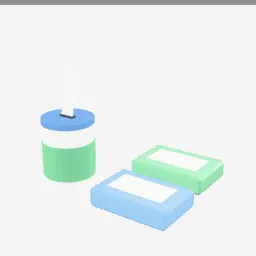 Wipes low-poly 3D model (1,348 tris)