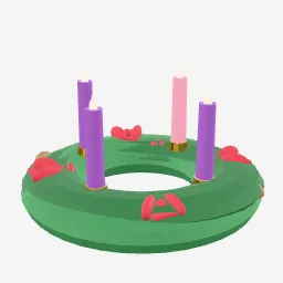 Advent Wreath low-poly 3D model (18,936 tris)