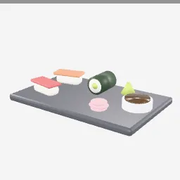 Sushi Platter low-poly 3D model (3,348 tris)
