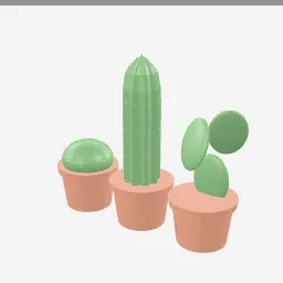 Cactus Trio low-poly 3D model (19,674 tris)
