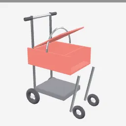 Pet Stroller low-poly 3D model (4,612 tris)