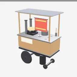 Noodle Cart low-poly 3D model (7,120 tris)