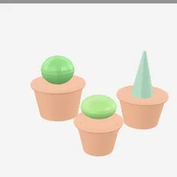 Herb Pots low-poly 3D model (2,948 tris)