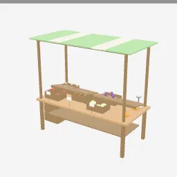 Vegetable Stall low-poly 3D model (9,348 tris)