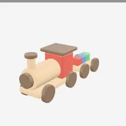 Wooden Train low-poly 3D model (8,164 tris)