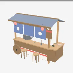 Ramen Yatai low-poly 3D model (8,776 tris)
